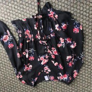 long sleeve flowy Crop Blouse